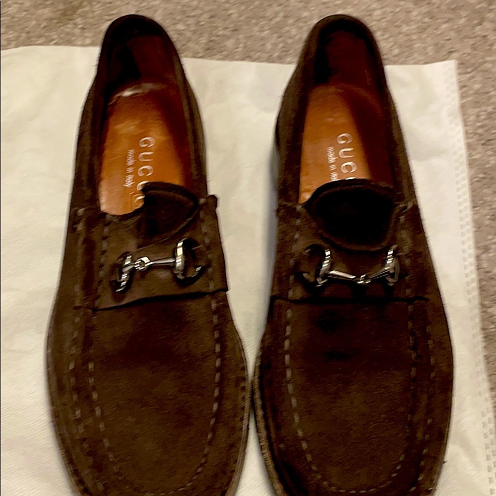 Gucci suede horsebit loafers circa 95